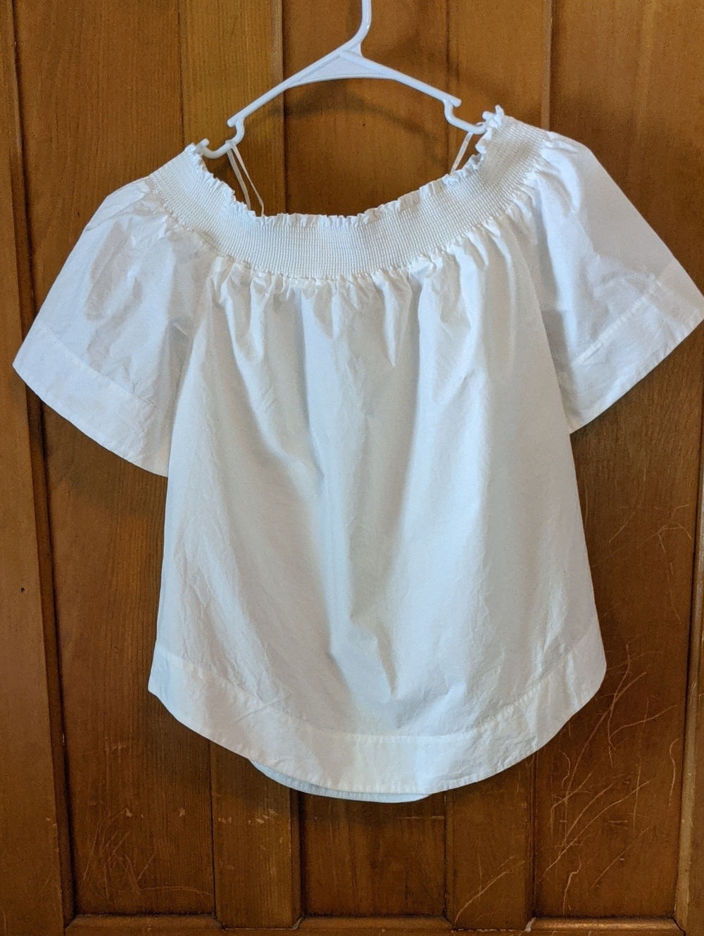 J. Crew White Off-Shoulder Smocked Top - Size 4